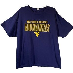 WEST VIRGINIA UNIVERSITY MOUNTAINEERS sz XL spell out graphic crew neck t-shirt